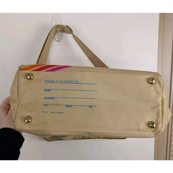 American Express Vacations Vintage Carry On Bag Weekender Beige 14x12x6" - Picture 3 of 6